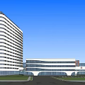 Modern Hospital Outpatient Building With Contemporary Design Glass Facade And High Rise Structure