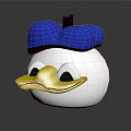 Cute White Cartoon Duck Figure Wearing Blue Hat With Yellow Beak
