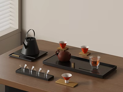 Chinese Minimalist Tea Set 3d model Chinese Minimalist Tea Set 3d model