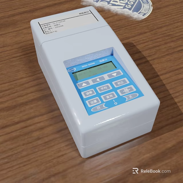 White Digital Testing Device With Blue Control Panel And Display Screen On Wooden Table 3d model