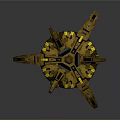 Advanced Yellow Cosmic Spaceship With Multi Wing Structure For Space Exploration