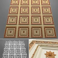 Classic Ceiling Design With Square Panels And Intricate Decorative Patterns 3d model