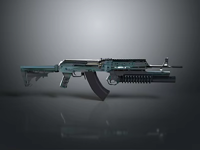 Modern Tactical Rifle With Metal Construction Black Magazine And Green Accents 3d model