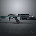 Modern Tactical Rifle With Metal Construction Black Magazine And Green Accents