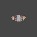 Futuristic Sci Fi Robot Character With Silver Head Red Armor And Blue Arm Bands