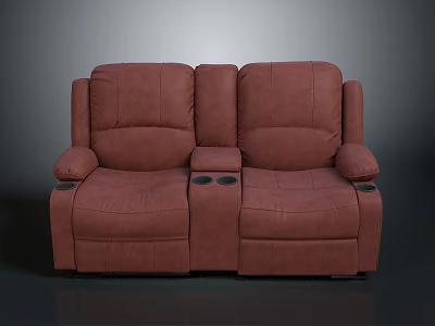 Red Reclining Loveseat With Built In Cup Holders Modern Upholstered Design 3d model