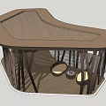 Curved Wooden Pergola Design With Wicker Seats For Outdoor Leisure Space