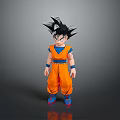 Detailed Anime Character Figure With Spiky Black Hair Blue Vest Orange Outfit And Red Shoes