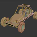 Golden Off Road Utility Vehicle With Frame Structure And Large Tires