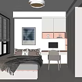 Tatami Bedroom Interior Design With Tatami Bed Window Blinds Desk Computer Chair And White Cabinets