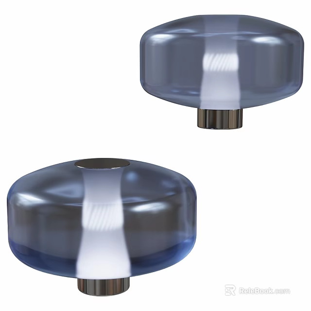 Modern Blue Glass Table Lamp Design With Transparent Shade And Metal Base 3d model 