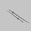 Samurai Swords With Black Orange Glowing Blades Decorative Handles And Sheath On Gray Background