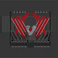 Modern Stage Construction With Red Decorative Elements Lighting Structure And Central Installation