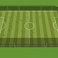 Green Grass Football Field With White Lines Goalposts And Surrounding Fence