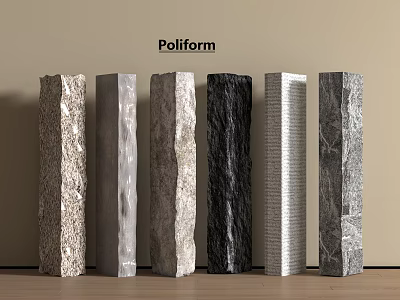 Poliform Decorative Columns With Diverse Textures And Materials For Modern Interior Spaces 3d model