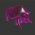 Realistic 3D Rhinoceros Model With Brownish Red Skin And Large Horns