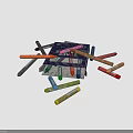 Colorful Crayons Scattered Around Open Box With CRAYONS Text On Cover