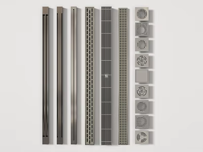 Modern Bathroom Interior Accessories With Stainless Steel Drainage Grates And Strips 3d model