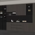 Modern Wine Cabinet Design With Glass Doors Lighting And Wooden Storage Cabinets
