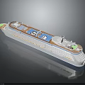 Luxury Modern Cruise Ship Exterior With Deck Pool Blue Accents And Green Details