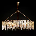 Crystal Chandelier with Golden Chain Frame and Hanging Glass Pendant Drops for Elegant Interior Decor
