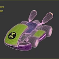 Colorful Toy Kart With Green Body Purple Base Blue Seat And Yellow Details