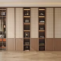 Modern Wooden Wardrobe with Lattice Panel Doors Internal Storage Shelves and Hanging Rods