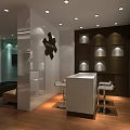 Kemflo Showroom Interior Design With Reception Counter Display Shelves And Lighting