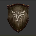 Classic Wooden Shield With Red Border And White Winged Arrow Design