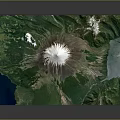 Scenic 3D Terrain Model Featuring Snow Capped Mountain Green Vegetation And Blue Water