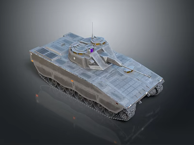 Modern Military Tank 3D Model With Detailed Gray Armored Exterior And Turret Structure 3d model