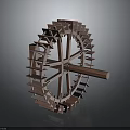 Traditional Wooden Water Wheel Mechanical Equipment With Functional Blades And Spokes Structure