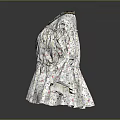 White Floral Printed Women's Blouse With Ruffled Cuffs And Decorative Collar