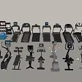 Various Home Gym Sports Equipment Including Treadmills Elliptical Machines Dumbbells and Exercise Balls