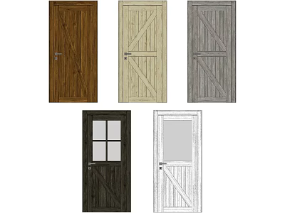 Stylish Hinged Doors In Various Colors With Glass Panel And Wooden Designs 3d model