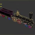 Vintage Steam Train Model With Black Body Red Wheels Smokestack And Tender Car