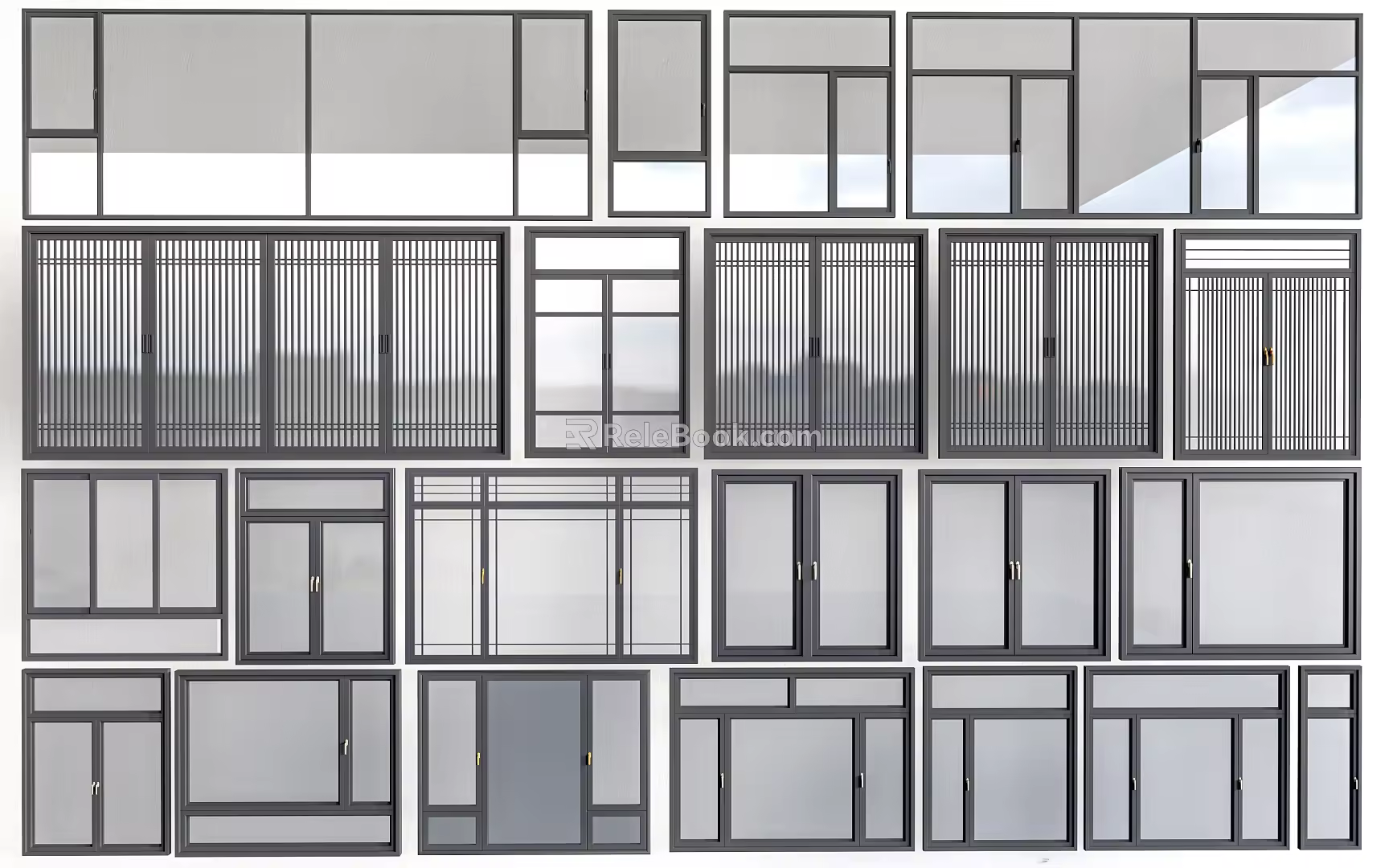modern glass window combination floor to ceiling window bedroom casement window balcony window 3d model