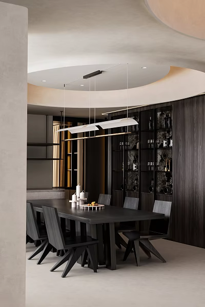 Modern Restaurant Interior With Open Kitchen Design And Contemporary Layout 3d model