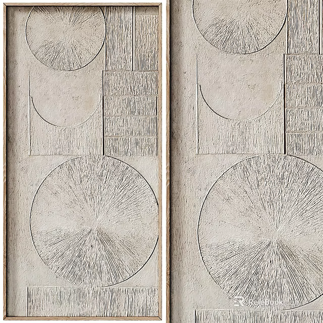 Decorative Modern Geometric Textured Wall Decor with Circular Square Patterns and Symmetric Design 3d model 