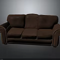 Classic Red Upholstered Three Seat Sofa With Armrests And Comfortable Design 3d model