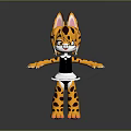 Cute 3D Cartoon Leopard Cat Character With Pink Ears Black Top And White Apron