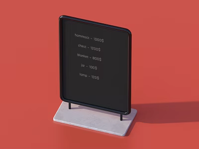 Commercial Black Screen Electronic Display With White Stand For Business Information 3d model