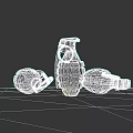 Three Dark Hand Grenades With Yellow Details Tactical Military Weapon Design