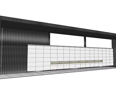 Modern Feature Wall Design With Black Metal And White Linear Panels 3d model