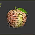 Shiny Mirrored Apple With Green Leaf And Reflective Tile Surface