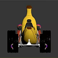 Fun Yellow Banana Shaped Car With Black Seat And Large Wheels