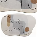 Abstract Shaped Area Rug With Soft Pastel Colors And Lines