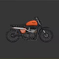Triumph Vintage Motorcycle With Orange And Black Body And Black Leather Seat