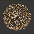 Golden Modern Metallic Hollow Mesh Bowl With Intricate Artistic Decorative Design