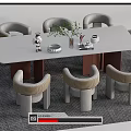 Modern Dining Table Set With Woven Chairs And Neutral Color Design Elements 3d model